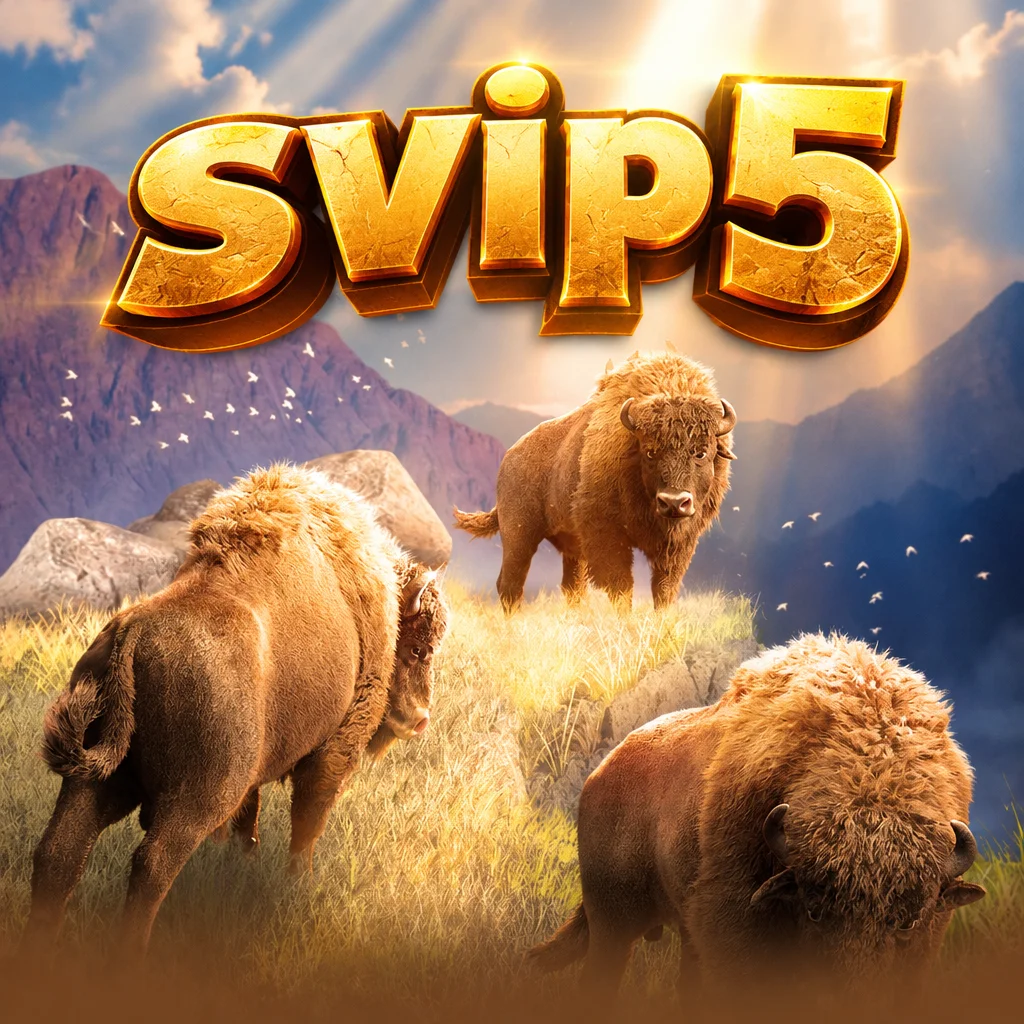 svip5 Buffalo Win menampilkan kawanan bison di padang rumput berlatar pegunungan